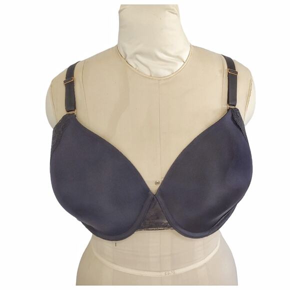 SOMA Black Boudoir Bra Vanishing 360 Perfect Coverage Sexy Lace Trim Size 38DD - Picture 1 of 6